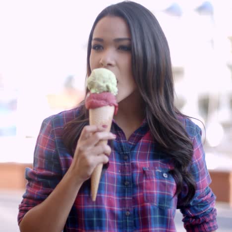 young girl eating ice cream