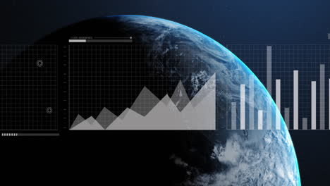 animation of financial data processing over globe