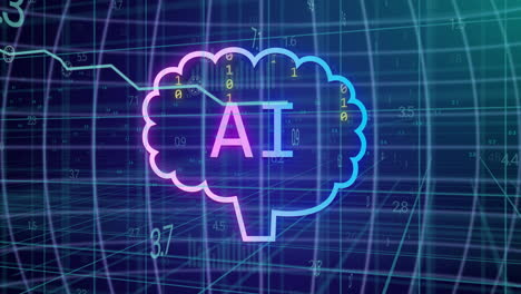 KI-Text-In-Gehirnform-über-Digitaler-Daten--Und-Diagrammanimation