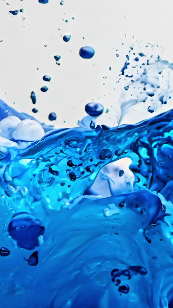 A splash of blue paint on a white background. The splash is large and bold, with a sense of movement and energy. The blue paint seems to be splashing out of the canvas, creating a dynamic