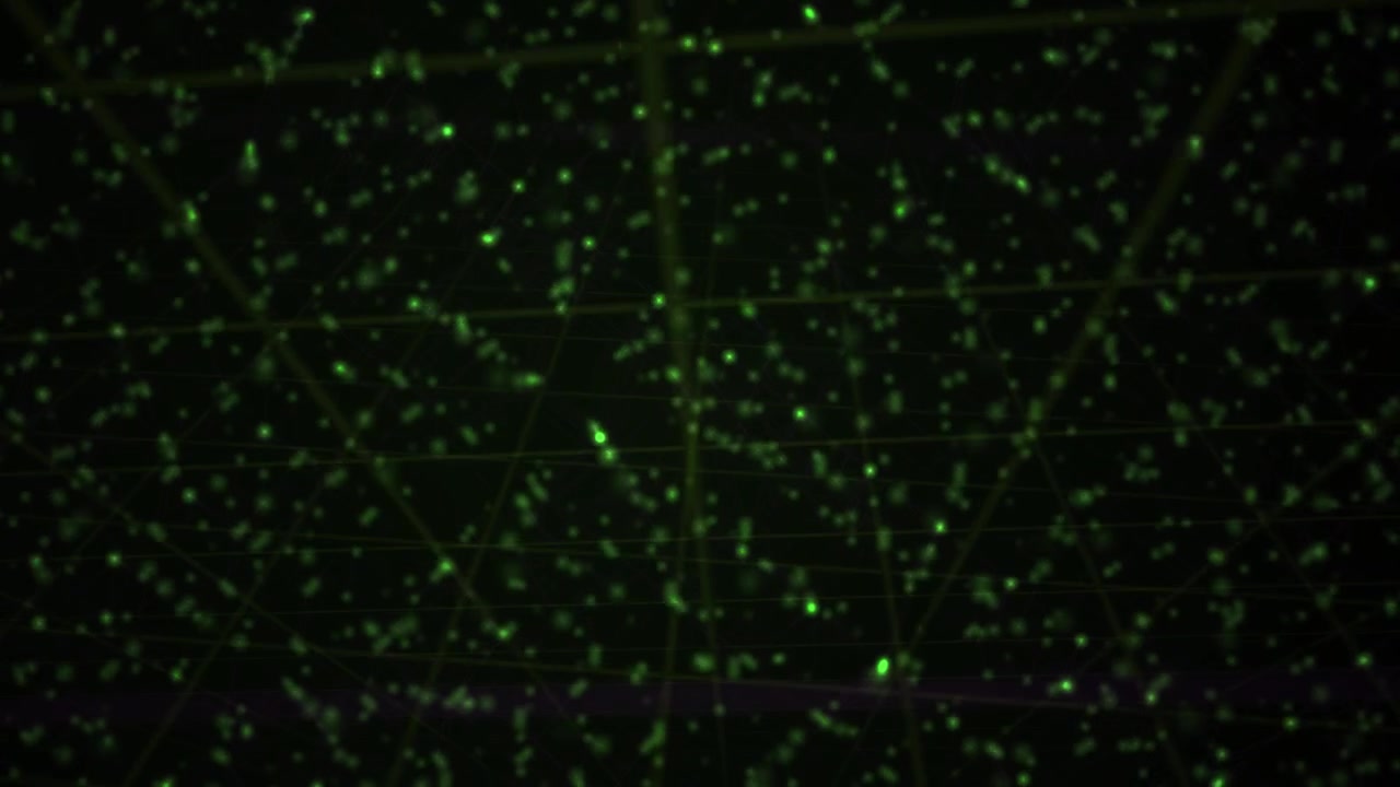 Abstract Digitaal Raster van Groen Gloeiende Deeltjes in Beweging