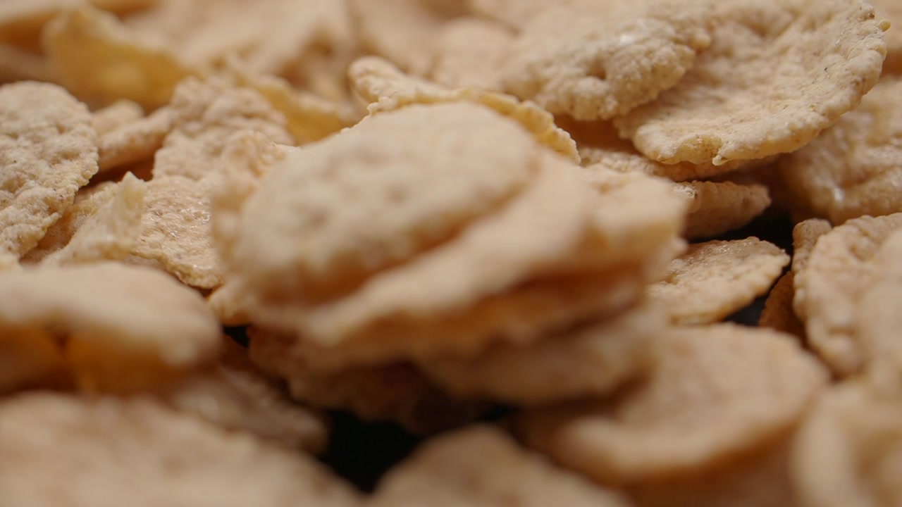 Close-up Macro Shot of Dry Cereal Flakes