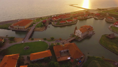 Aerial-Footage-Of-Old-Houses-In-Las-Casas-Filipinas-De-Acuzar