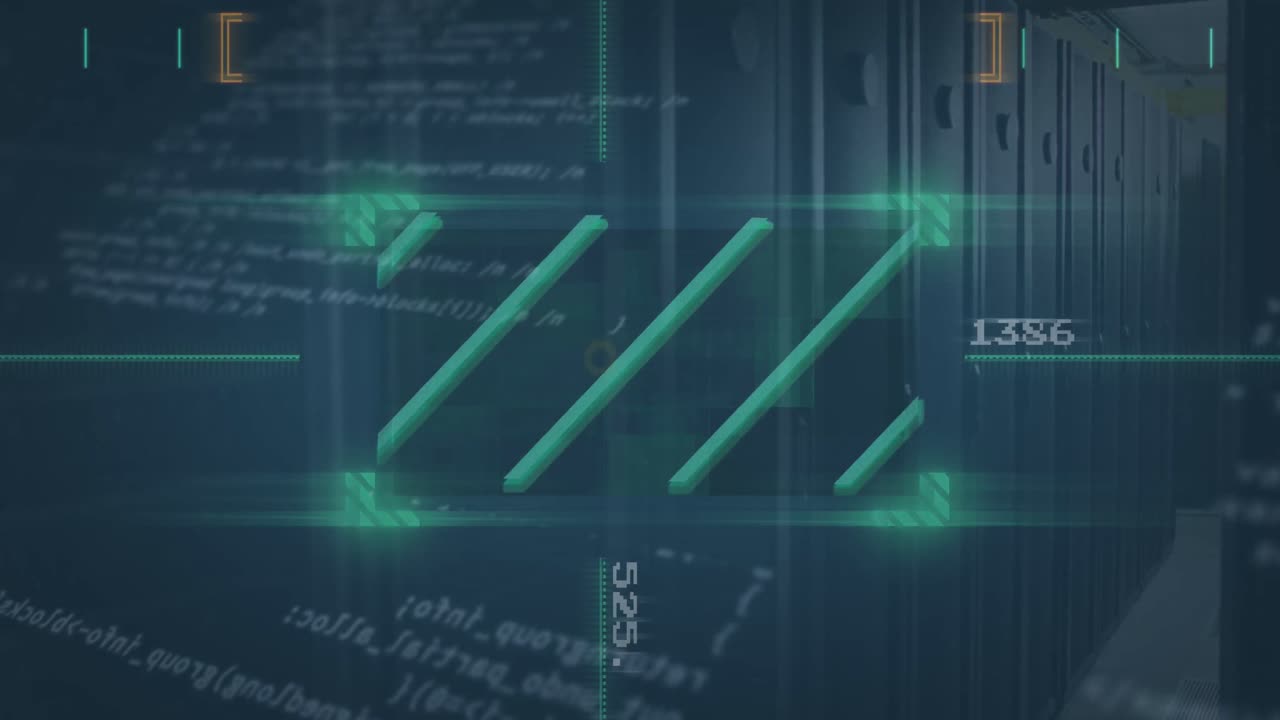 animación del procesamiento de datos en la sala de servidores