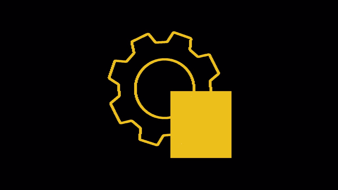 Animated Yellow Gear and Document Icon Forming