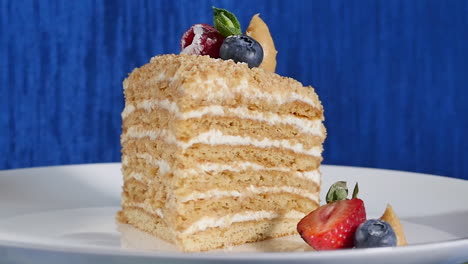 slice of napoleon cake with berries