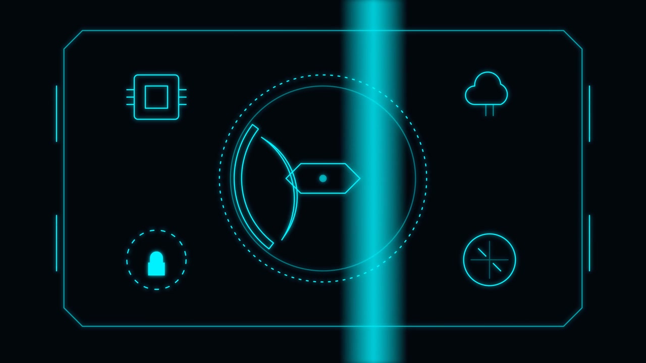 Futuristic Digital HUD Interface with Scanning Beam