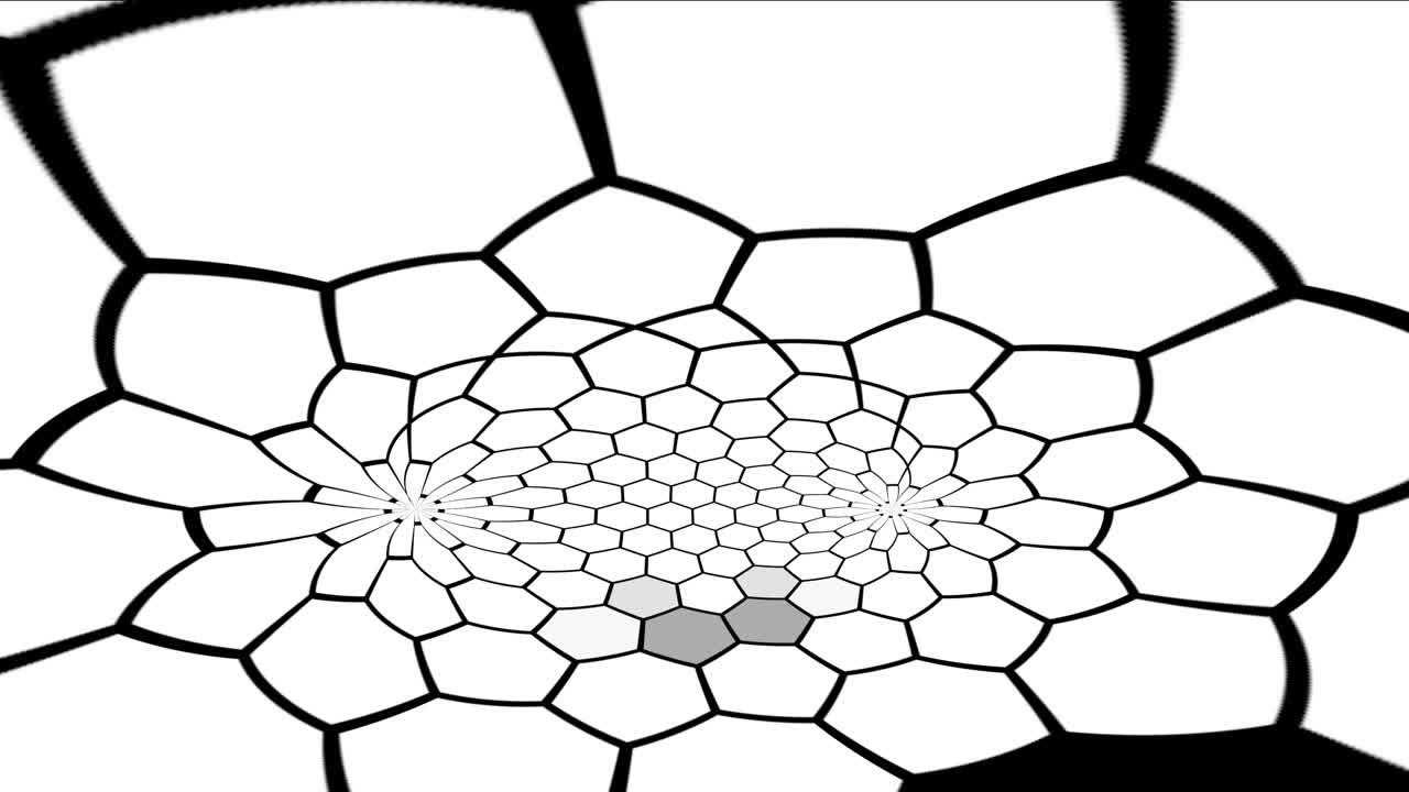 Revolving geometric hexagon honeycomb fun pattern on white background