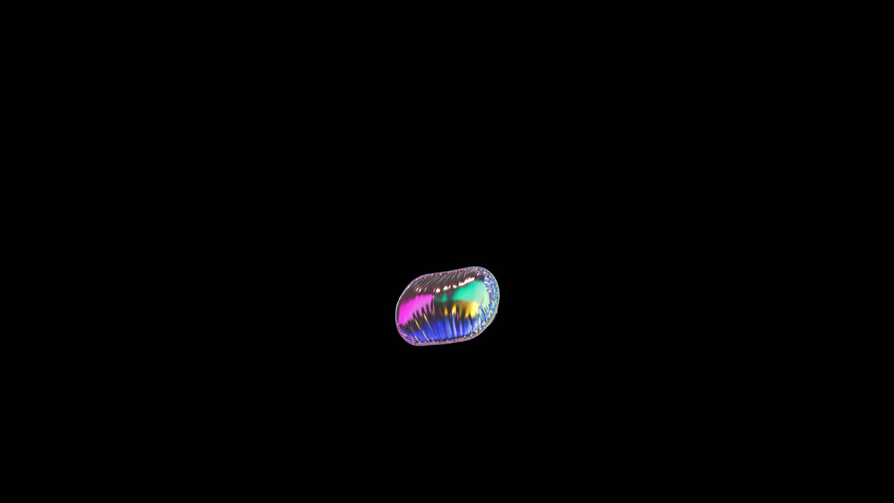 Iridescent Abstract Bubble Morphing on Black Background