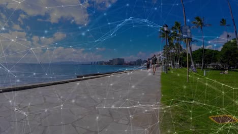 animación de la red de conexiones y procesamiento de datos sobre el hombre corriendo