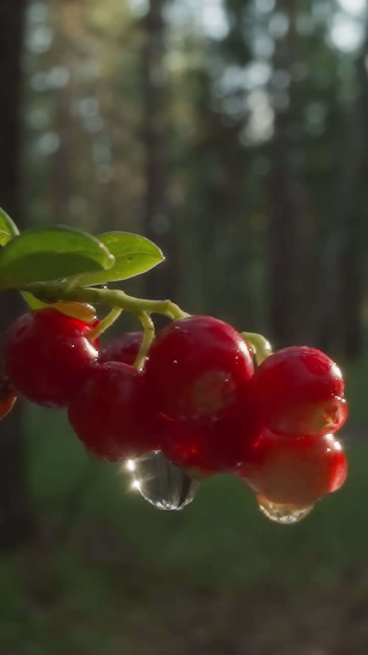빛이 나무를 들여다보며 빛나는 은 수박과 아침 이슬을 고 있다.