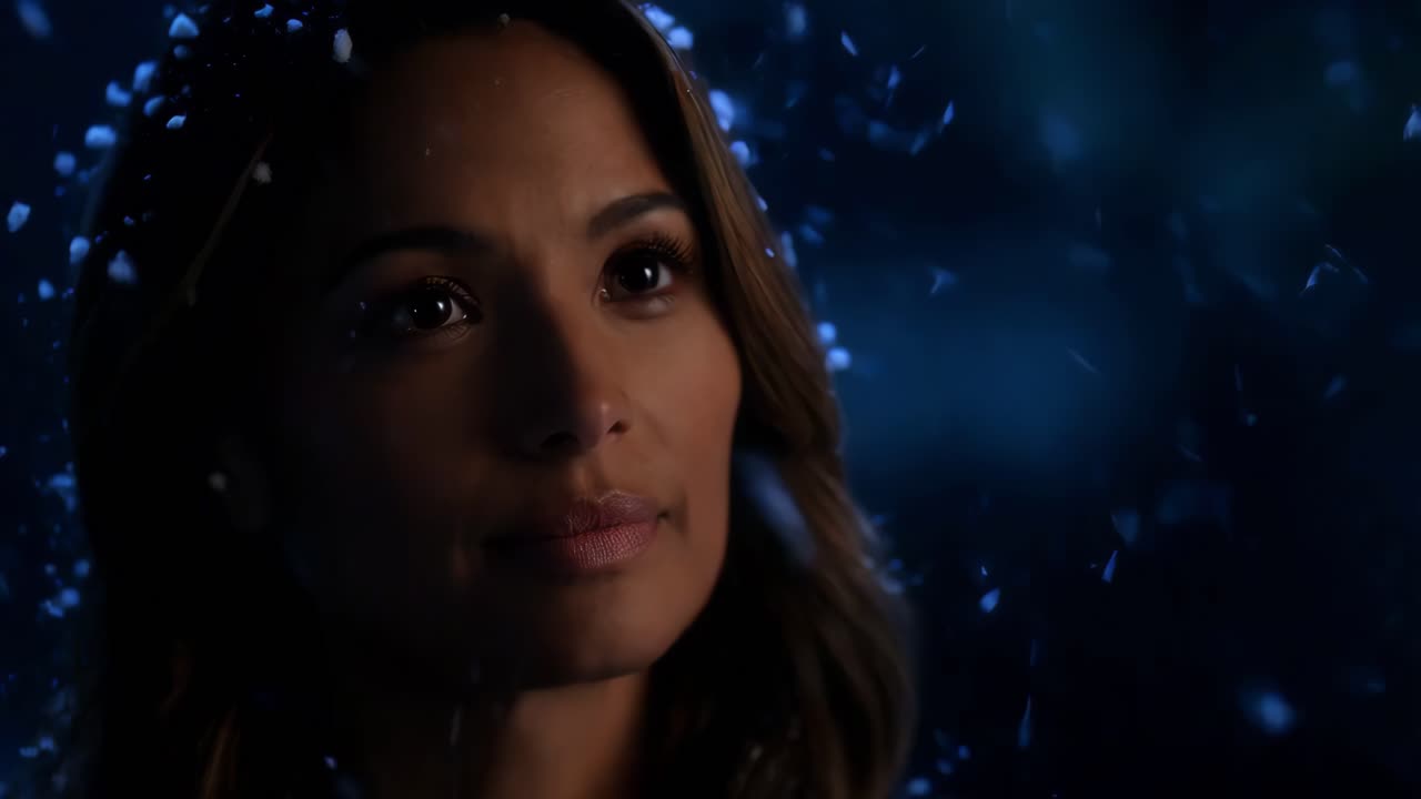 mujer en la nieve de invierno