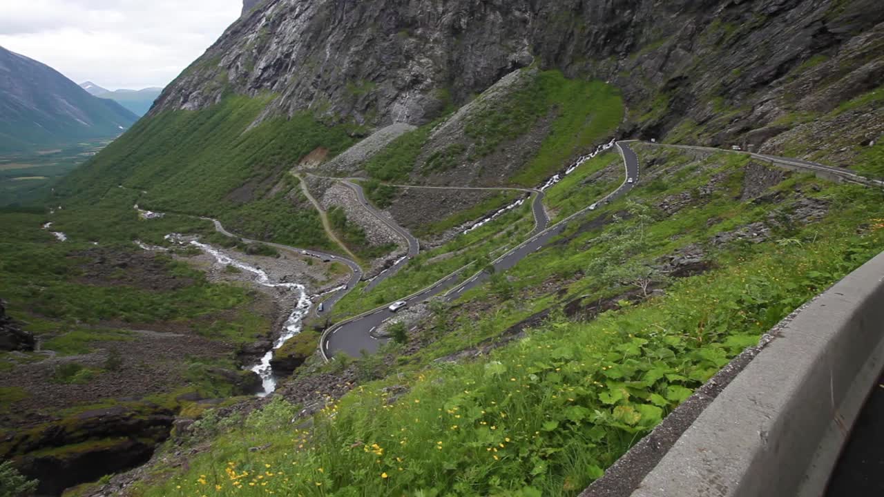 Troll's Path Trollstigen or Trollstigveien winding mountain road.