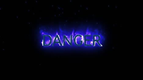 danger text appearing on purple fire