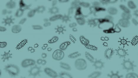 monochromatic symbols of bacteria, viruses and germs in the macro view.