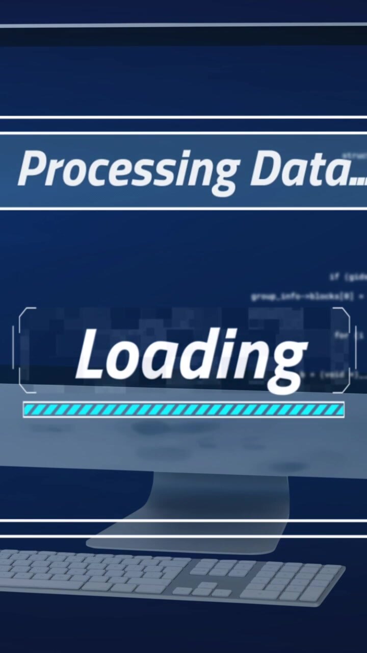 Animation of loading over digital screen and screen on navy background
