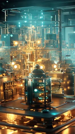 futuristic glowing technology structure in a dark, high-tech environment