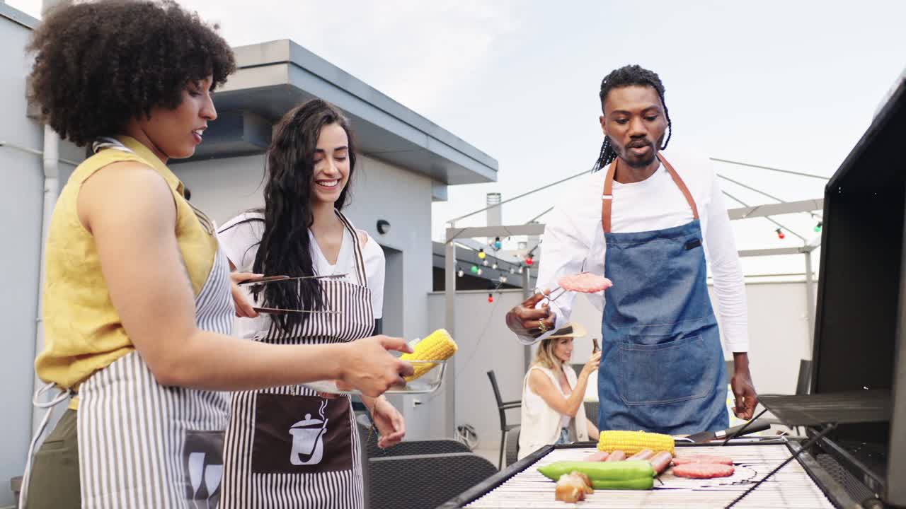 Friends enjoying a barbecue together