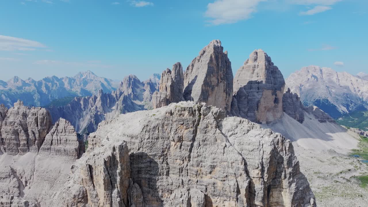 Tre Cime di Lavaredo: Aerial View of Majestic Dolomites Mountains