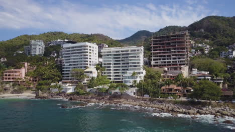 aerial of construction on mexican beach