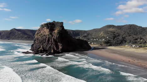 Drone-flight-over-Piha-Beach-in-Auckland-New-Zealand