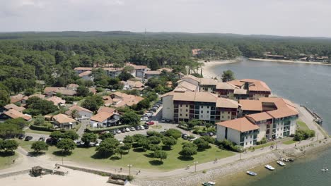 drone aerial views of the beach city vieux-bocau-les-bains in the south of france