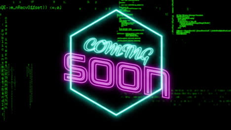 en breve se presentará una animación de texto sobre una codificación verde sobre un fondo negro