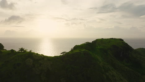 tropical valley with hills under soft light and open sky