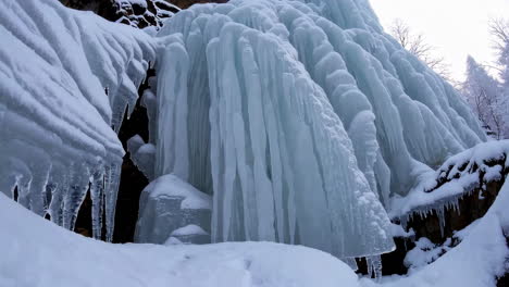 frozen waterfall in winter wonderland
