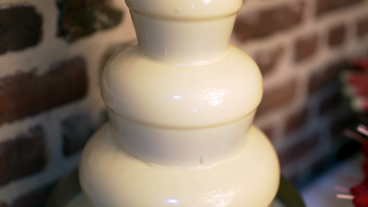 comida de postre de fuente de chocolate blanco.