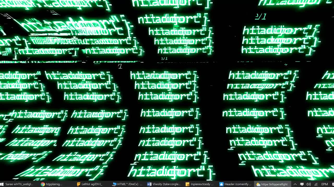 Ein digitales Video im Matrix-Stil mit leuchtend grünem Code auf schwarzem Hintergrund