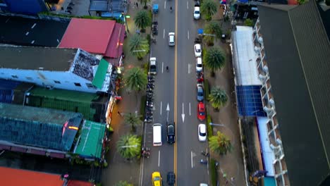 aerial footage of the main street in ao nang beach, krabi, south thailand