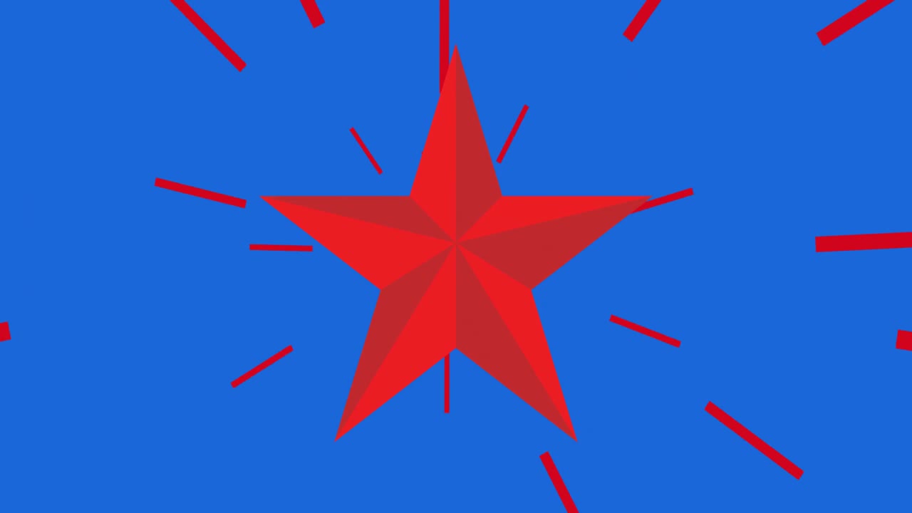 animación de los colores de la estrella roja y el azul de la bandera estadounidense