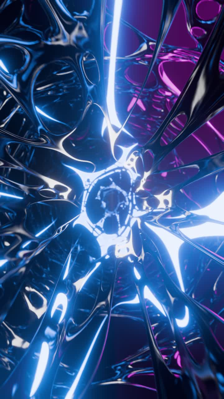 Bright glowing neon lights moving in endless loops