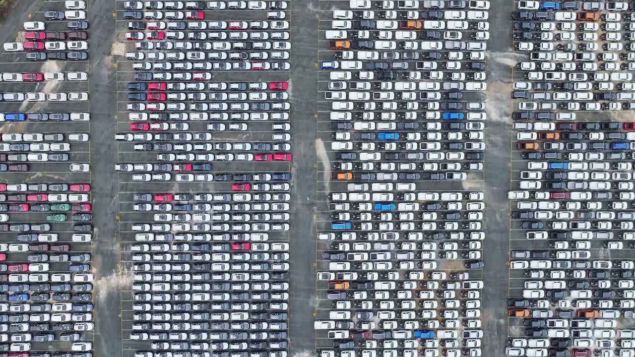 Stored cars at a Port Kembla facility ready for delivery throughout Australia