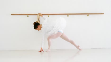 ballerina practicing ballet dance at barre