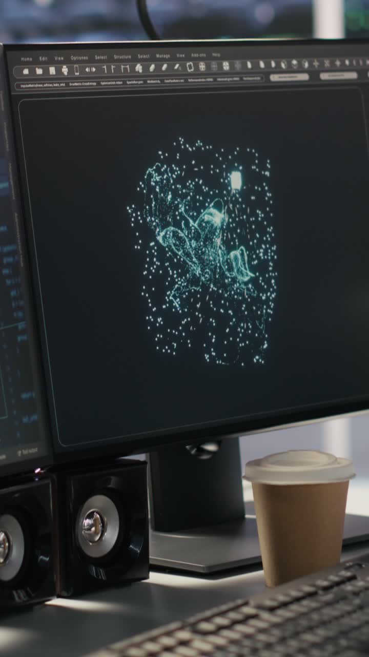 Vertical video Close up of artificial intelligence AI development workstation in data center