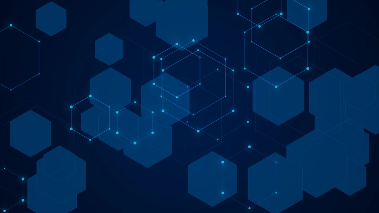 Abstract Digital Background with Floating Blue Hexagons and Network Connections