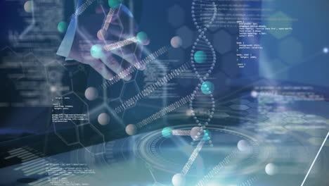 animation of science data processing over female businassman