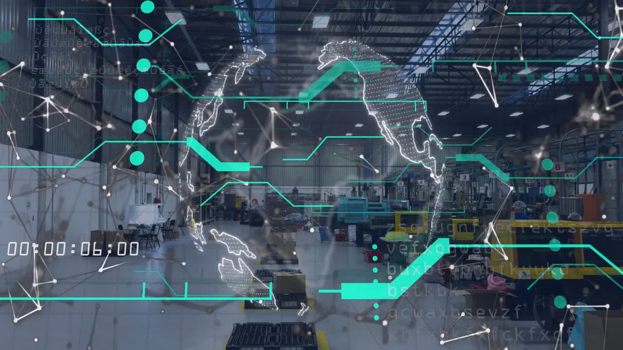 animación del globo con conexiones y procesamiento de datos