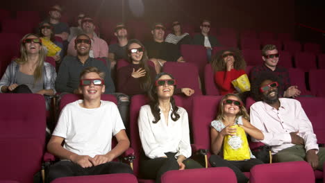 audience in cinema watching 3d comedy film shot on r3d