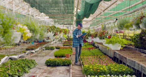 Confident-Male-Gardener-Examining-Potted-Flower-Plant-13