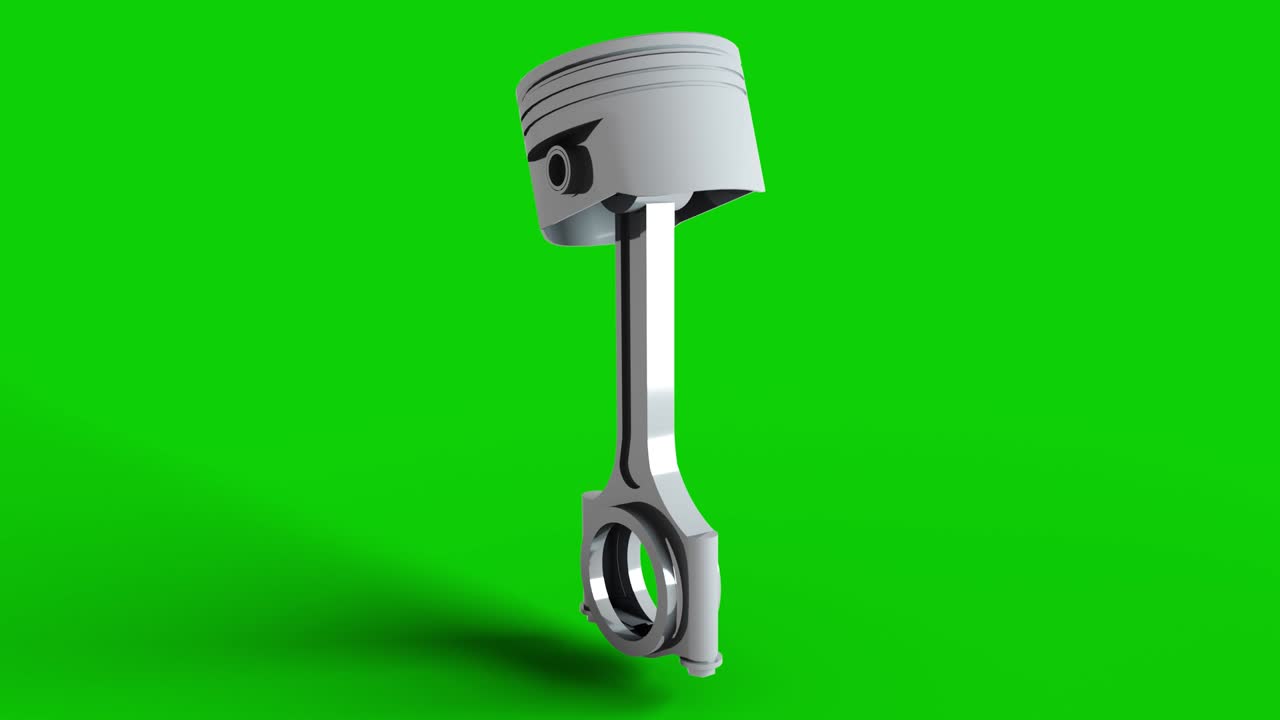 녹색 화면에서 회전하는 현실적인 엔진 피스톤 - 3d 렌더링. 4k