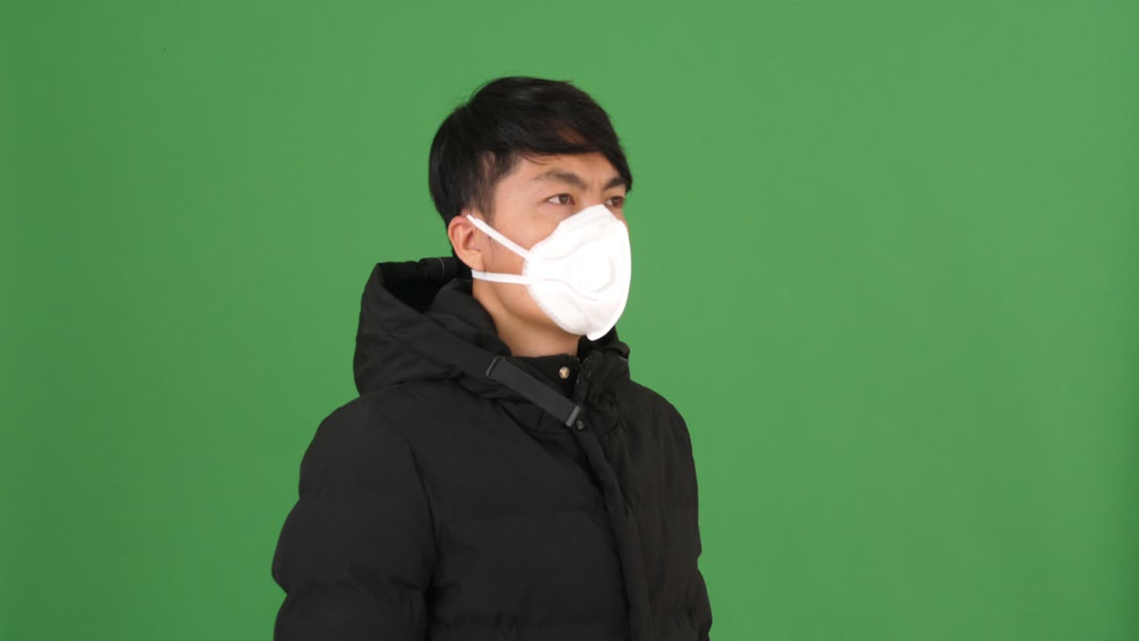 Man Wearing a Mask on Green Screen