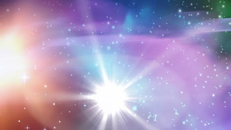 animación de estrellas brillantes en senderos de luz azul, naranja, rosa y púrpura en el universo
