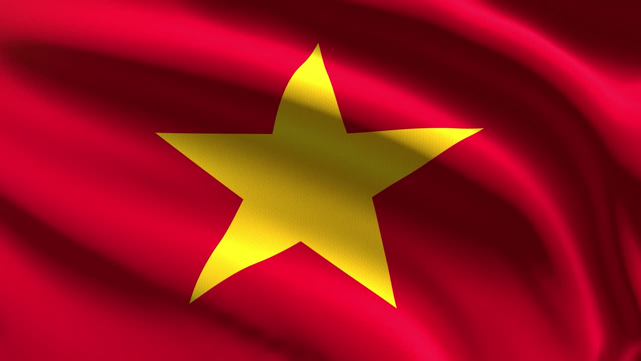 60 fps de la bandera de vietnam ondeando en el viento 4k uhd animación de bucle sin costuras en 3d