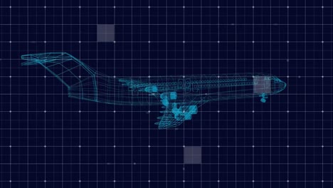 animación de un dibujo técnico 3d de un modelo de avión