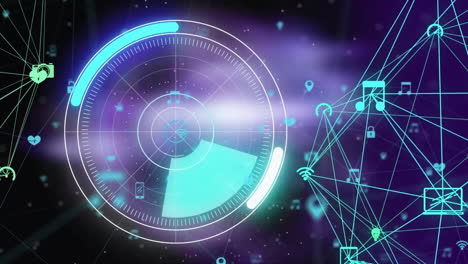 animation of globe and data processing over network of connections