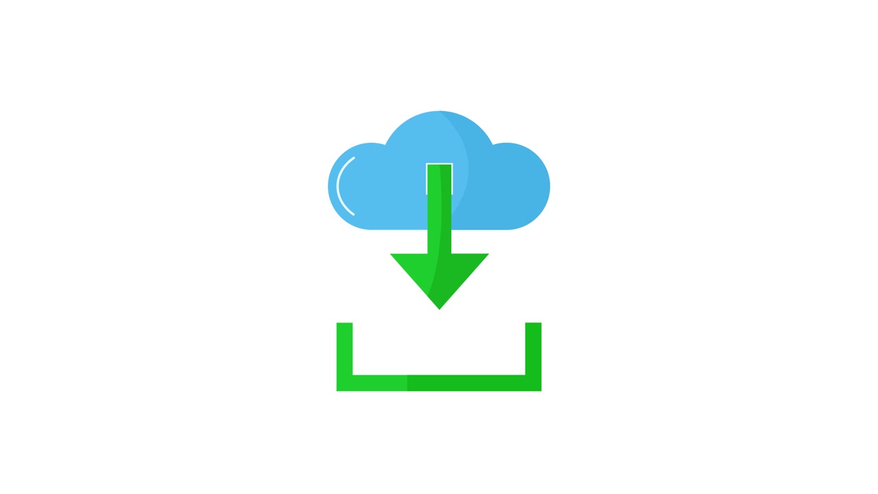 Animated Cloud Download Icon with Green Arrow