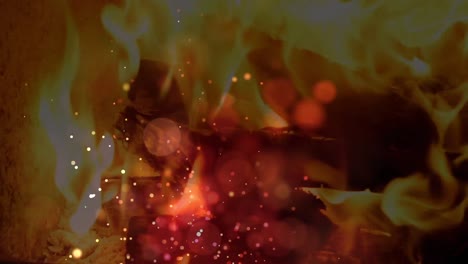 animación de fuego con chispas y efectos de burbujas